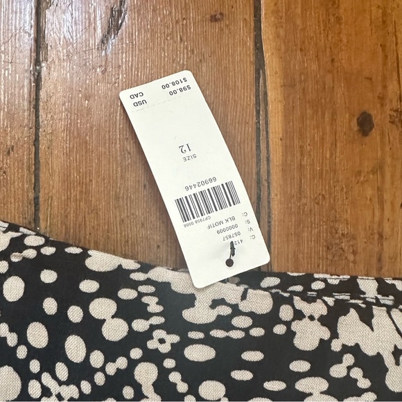 Anthropologie Maeve Tiered Mini Skirt New Size 12 Black White ANTHRO NWT - Picture 2 of 6